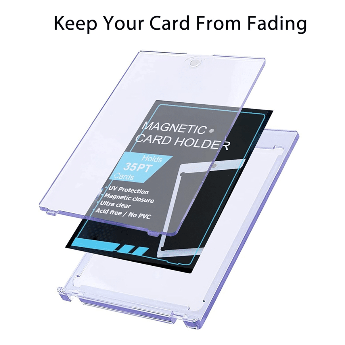 25pc Magnetic Card Holder 35pt,Card Case Holder Card Protectors Hard Plastic,Card Sleeves Display Case for Baseball Card