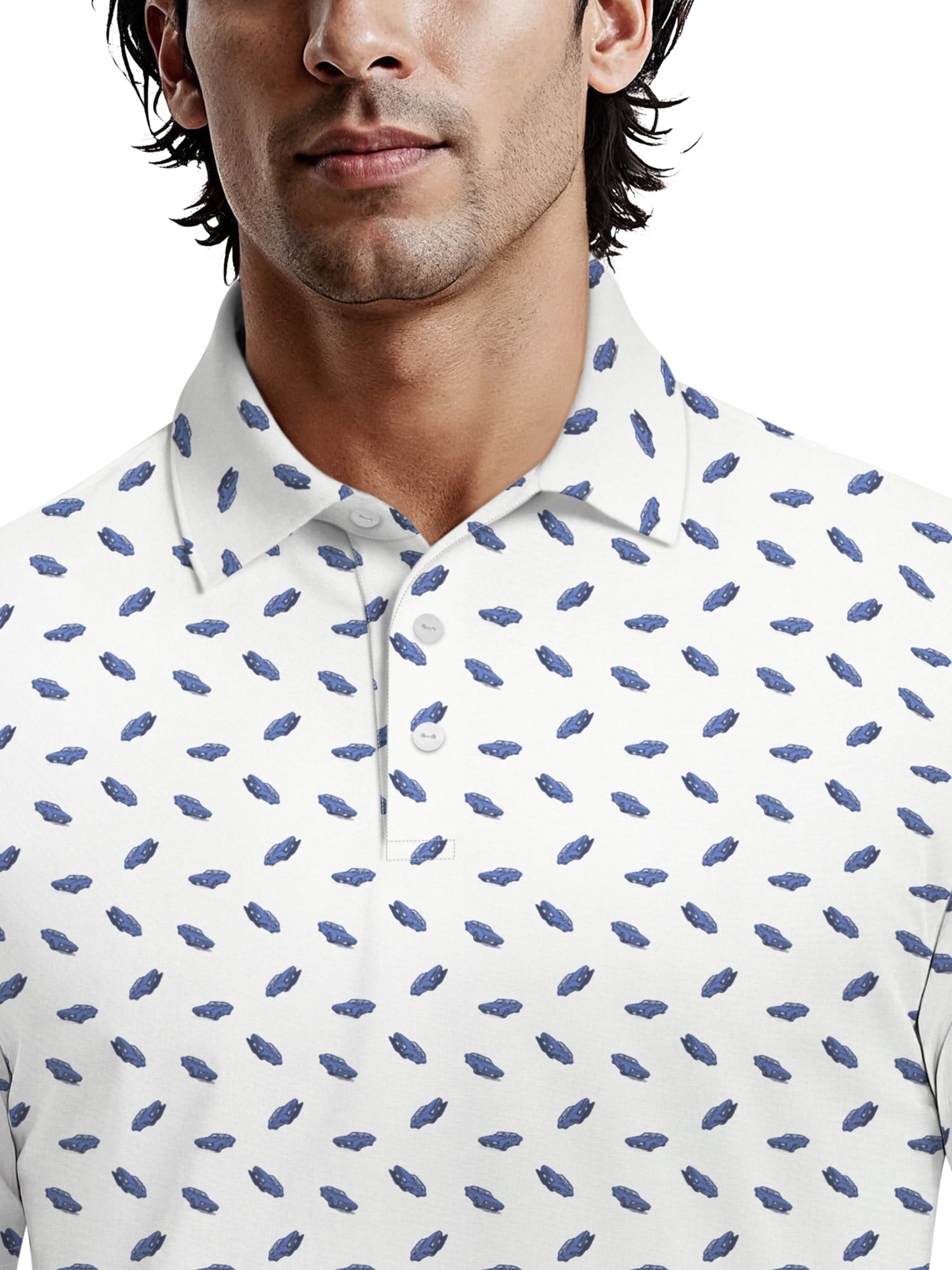 Ben Hogan Men's & Big Men's Performance Car Print Short Sleeve Polo Shirt, up to 5XL