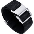 thumbnail image 1 of Parachute Style Nylon Elastic Watch Strap Replacement Fabric Watch Strap with Hook & Loop Black/Silver, 3 Sizes 18/20/22m, 1 of 5