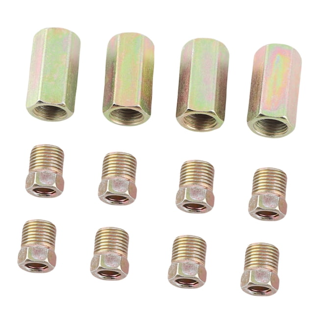 Accesorios De Línea De Freno, Universales De 7/16 Pulg.-24 Hilos Latón 12 Piezas Unión De Línea De Freno Liviana Para Tubo De Freno De 1/4 Pulgada