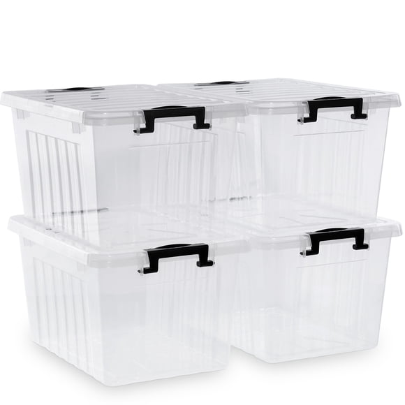 Citylife 24L Clear Plastic Storage Bins with Lids Stackable and Nestable Storage Boxes with Lids Large Plastic Storage Containers for Garage, Closet,