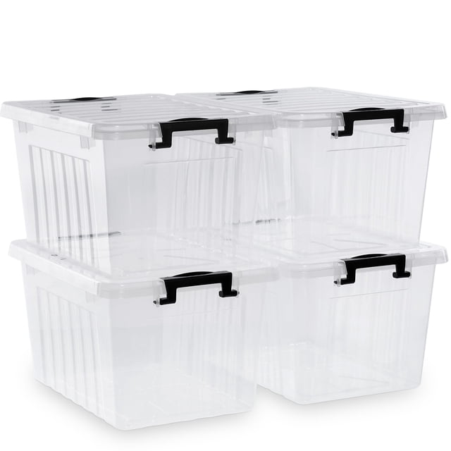 Citylife 24L Clear Plastic Storage Bins with Lids Stackable and Nestable Storage Boxes with Lids Large Plastic Storage Containers for Garage, Closet,