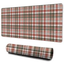 Long Mouse Pads for Desk,Red and Green Christmas Plaid Pattern Desk Mats on Top Of Desks, Desk Mouse Pad Extra Large with 3mm Non-Slip Base and Stitched Edge for Gaming,Office,Work,Home 35.4x15.7in