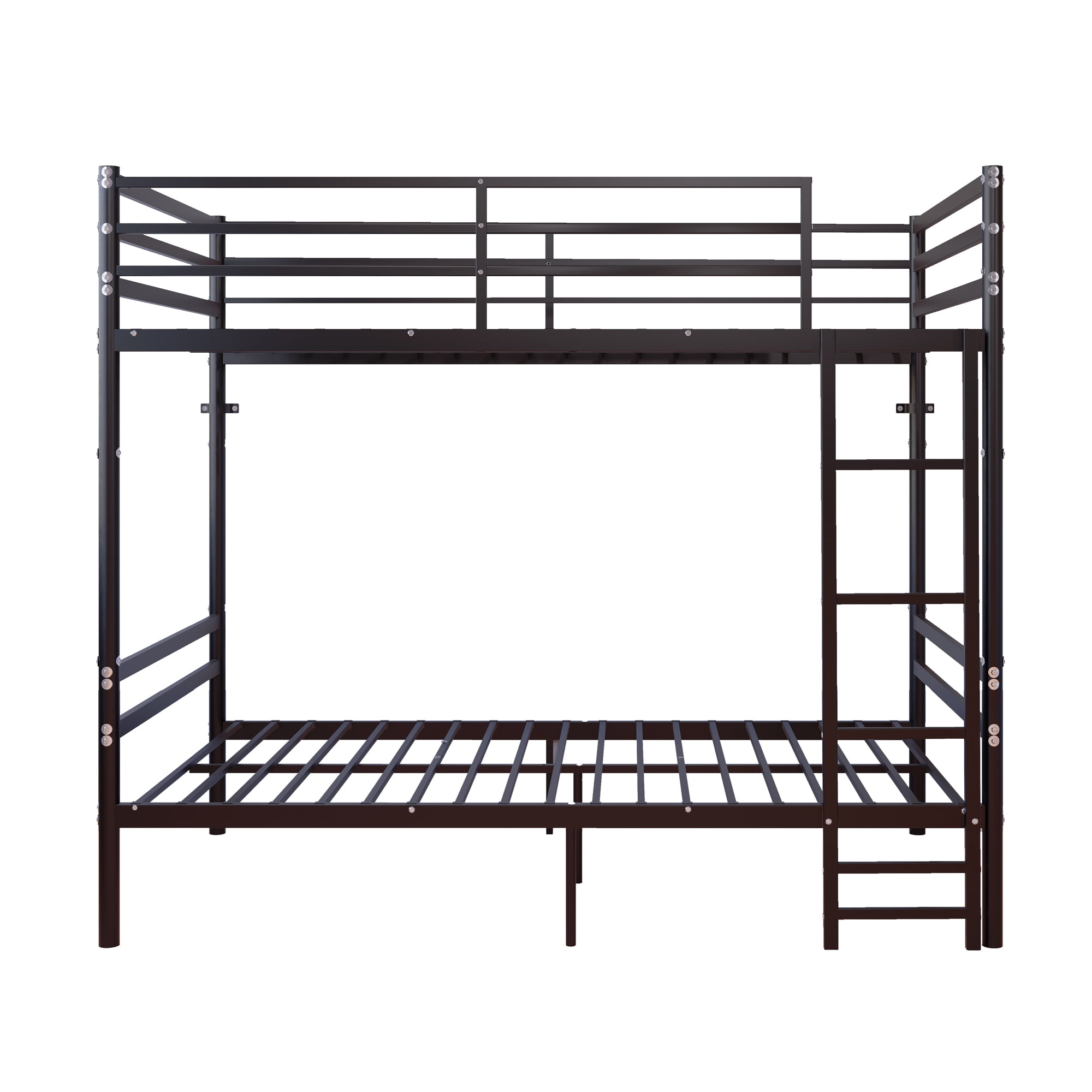 Leumius Metal Bunk Bed Twin Over Twin with Built-in Ladder, Heavy Duty Bunkbeds with Safety Guardrail and Space-Saving Design,Twin Bunk Beds for Kids, Teens & Adults, No Box Spring,Black