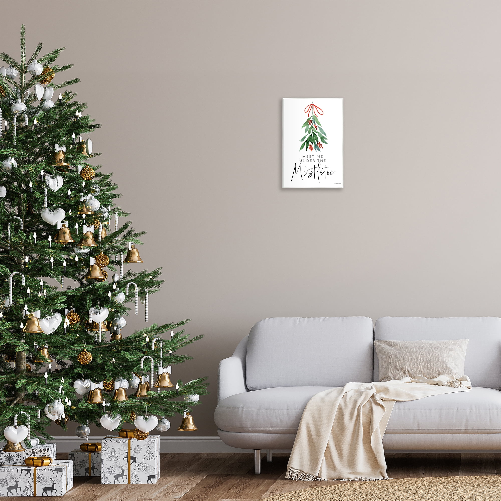 Stupell Industries Meet Me Under Mistletoe Holiday Painting Unframed Art Print Wall Art, 13 x 19
