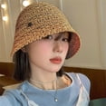 thumbnail image 4 of MEICHEN Women Foldable Sun Hats Mesh Woven Bucket Hat Portable Summer Vcation Fashion Beach Essentials Accessories Caps, 4 of 4