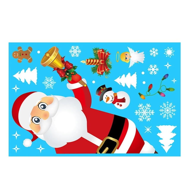 Pegatina estática de PVC de Navidad extraíble, calcomanías de ventana de alce de Papá Noel, embellecer calcomanías de pared de copo de nieve, fiesta de año nuevo, vestido de vidrio