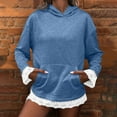 thumbnail image 2 of Sexlip Oversized Hoodies for Women Lace Trim Long Sleeve Hooded Sweatshirt Casual Trendy Fashion Splice Loose Fit Top Blue S, 2 of 6