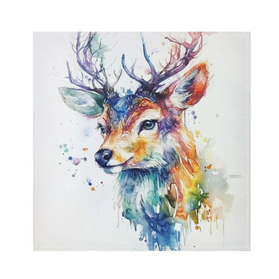Napkin Satin Napkin 20*20Inchx1 Kitchen Towel Dinner Plate Towel Decorative Towel Napkin Tea Towel Suitable For Kitchen Table Colored Watercolor Deer