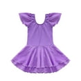 thumbnail image 3 of TSSOE Girls' Kids Flutter Short Sleeve Ballet Dance Tutu Dress Skirted Leotard Gymnastics Purple 8-10, 3 of 5