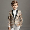 thumbnail image 2 of BOOMNY Toddler Boys formal Jackets Long Sleeve Sequins Wedding Suit Jacket Buttons Graphic Prints Performance Dress Jackets, 2 of 9