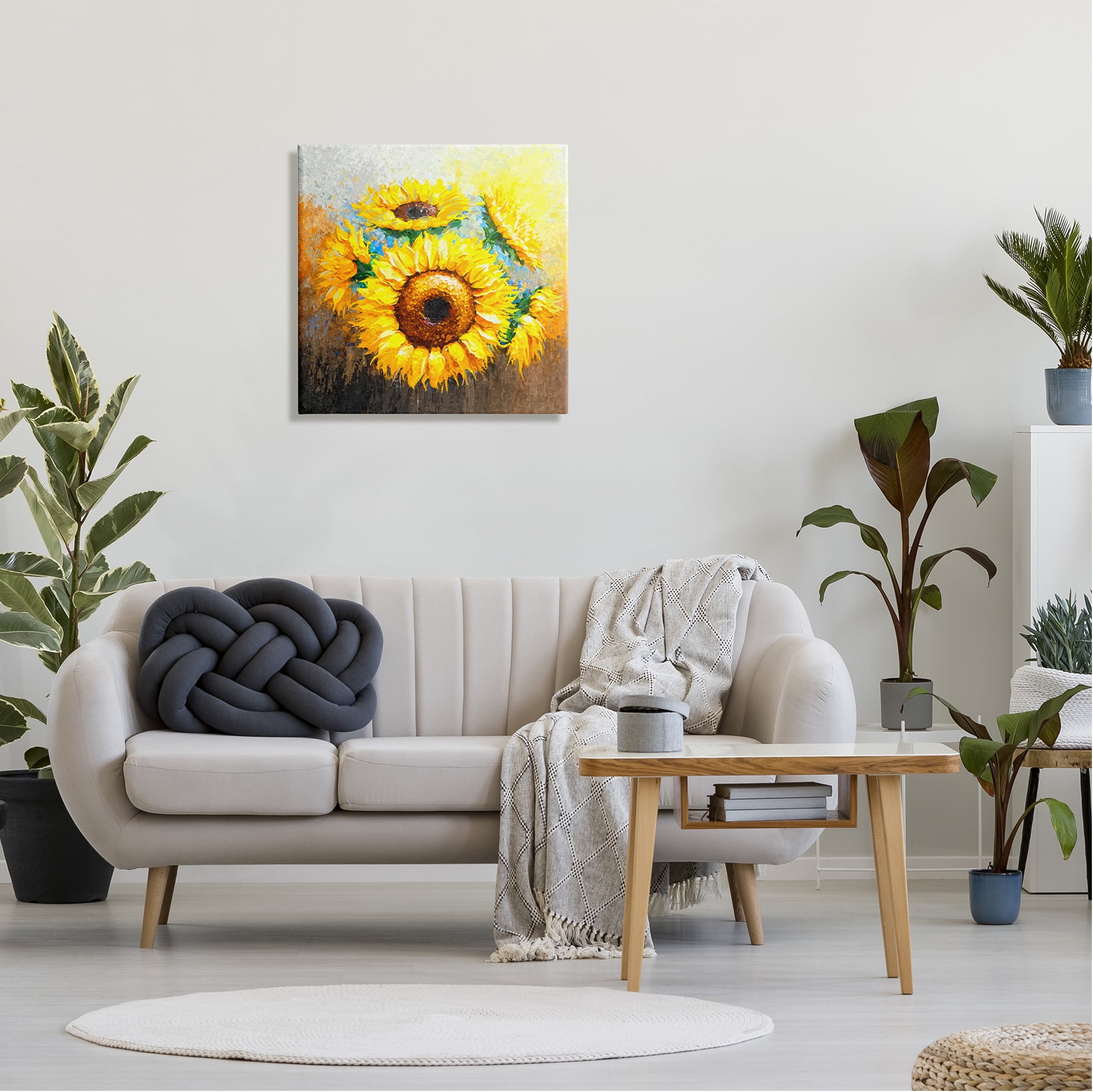 Stupell Vivid Yellow Sunflowers Impressionist Style Botanical & Floral Painting Gallery Wrapped Canvas Print Wall Art