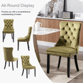 thumbnail image 5 of Contemporary Button Tufted Dining Chairs, High-end Velvet Upholstered Dining Chairs with Nailhead Back and Ring Pull Trim, Wood Dining Chairs for Living Room, Restaurant (Olive-Green,Set of 4), 5 of 8