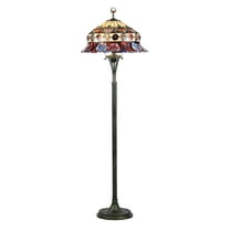 RADIANCE Goods Tiffany-Style 3 Light Roses Scalloped Floor Lamp 20" Shade