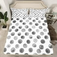 thumbnail image 2 of Manfei Circle Ciecular Pattern Queen Sheet Sets,Ink Polka Dot Flat Sheet,White Gray Queen Fitted Sheet For Teens,Ultra Soft Home Decor,4pcs, 2 of 7