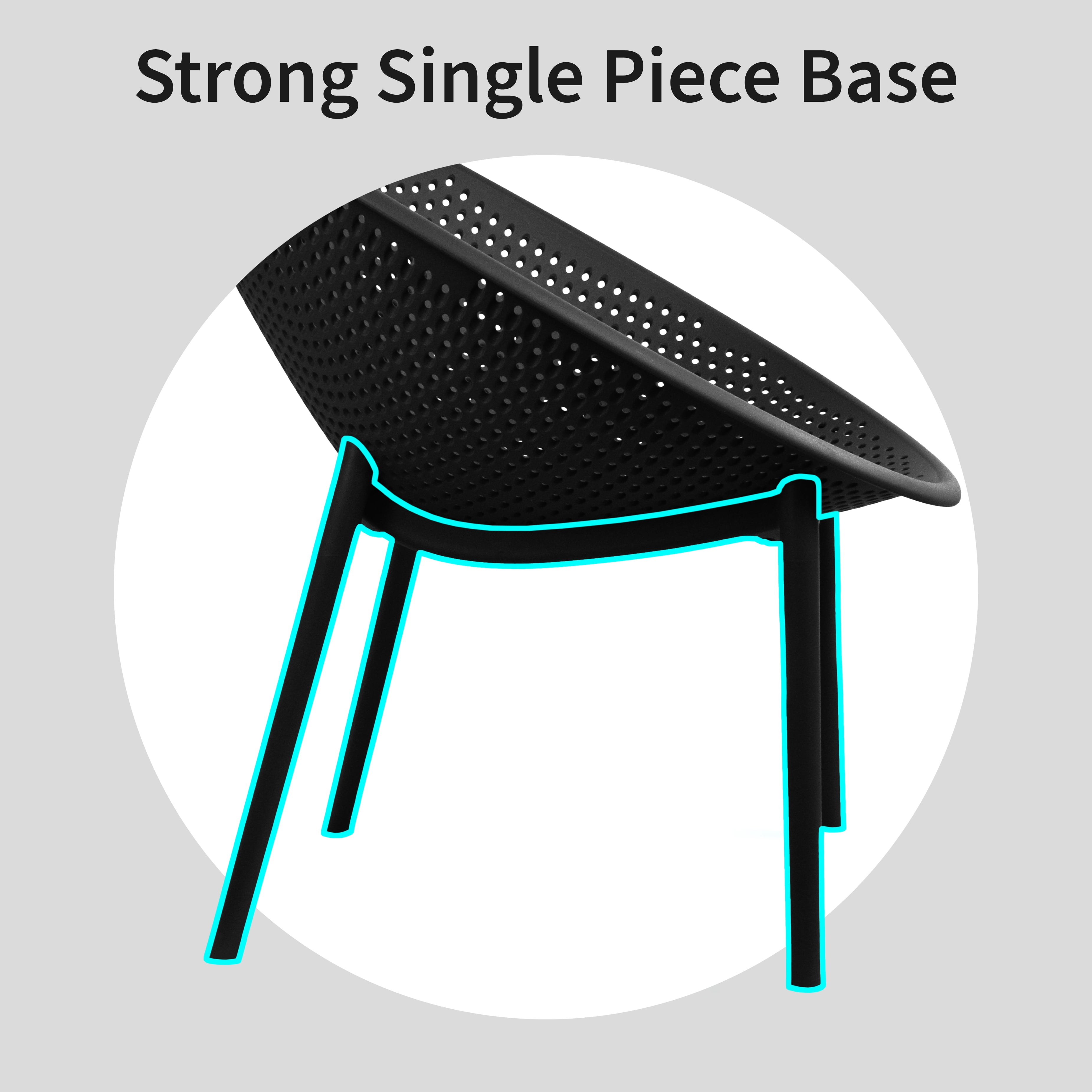 2xhome Set of 2 Modern Patio Chairs, Oval Acepulco With Dots Round Shape Contemporary Plastic Armless Dining Accent Chairs for Kitchen Living Room or Outdoor