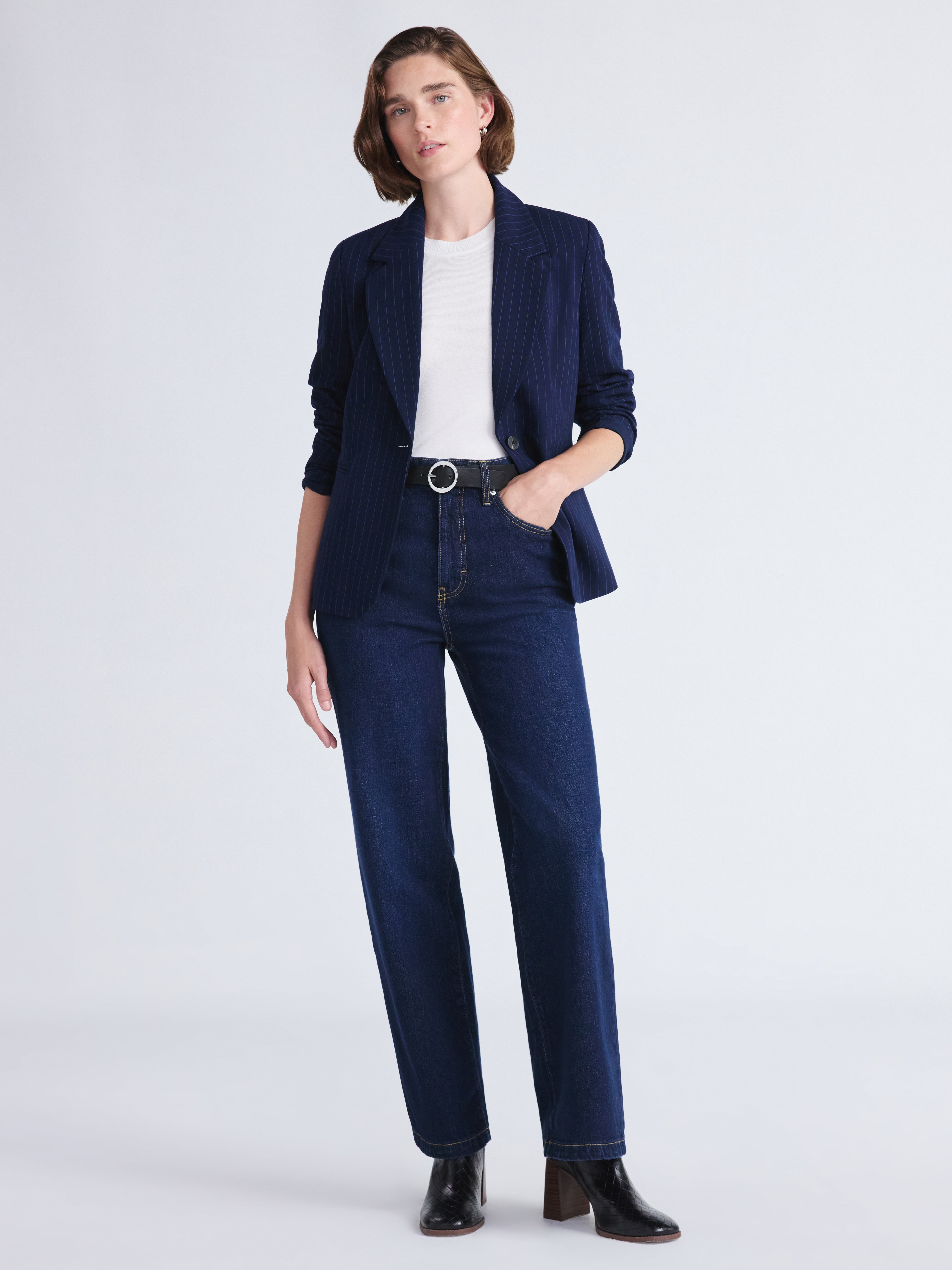 Free Assembly Women's and Women's Plus High Rise Straight Jeans, 30" Inseam, Sizes 0-26W