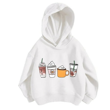 

Hoodies for Kids Girls y2k Kids Girls Sports Shirt Boy and Girl Casual Print Personality Hoodie Pullover Hooded Sweatshirt with No Pocket White 90