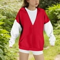 thumbnail image 4 of Atogsazn Children's Girls Zip Up Hoodies Kids Fleece Long Sleeve Jacket Fall Sweatshirt Tops with Pocket Teen Red 4-5Years Fashion, 4 of 5