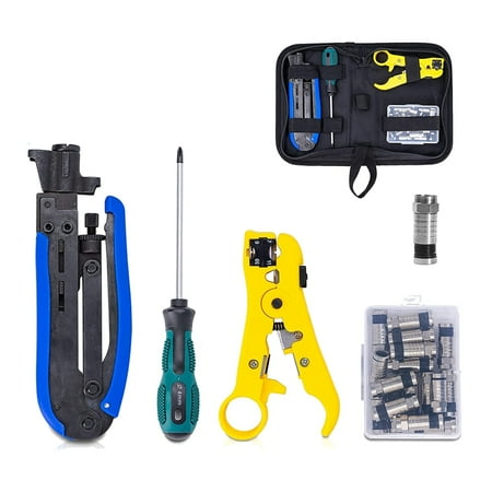 

Coax Compression Tool Kit Coax Crimper and Rg6 Crimping Tool with 20 PCS F Compression