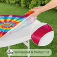 thumbnail image 5 of Colorful Rainbow Tie Dye Spiral Pattern Round Fitted Tablecloth with Elastic Edge,Dining Table Cover Waterproof,Outdoor Round Tablecloth for Camping,Dining,Indoor and Outdoor, 5 of 7
