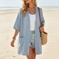 thumbnail image 4 of Vmvidoty Cardigans for Women, Casual Lightweight, Elbow Sleeve Open Front Cardigan Sweaters,Female Light Blue XL, 4 of 8