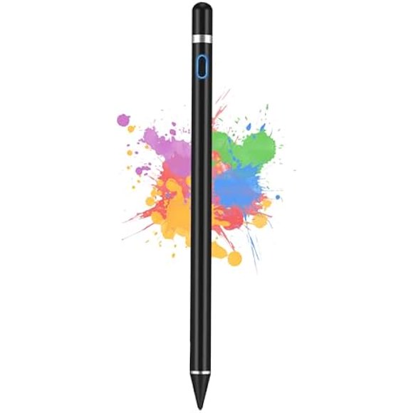 LinQingQ Stylus Pen for Touchscreen, iPad Pencil 1.5mm Fine Point Rechargeable, Tablet Pen for Drawing/Writing/Playing, Stylus Pen for iPad/iPad Air/Mini/Pro/Android/iPhone and Most Device(Black)