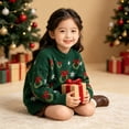 thumbnail image 6 of CONFREE Christmas Girls Long Sleeve Sweaters Crew Neck Xmas Tree Embroidery Warm Warm Fall Winter Knit Sweater for Kids, 6 of 6