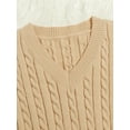 thumbnail image 3 of Hotian Women Cable Knit Sweater Vest V Neck Pullover Khaki M, 3 of 6