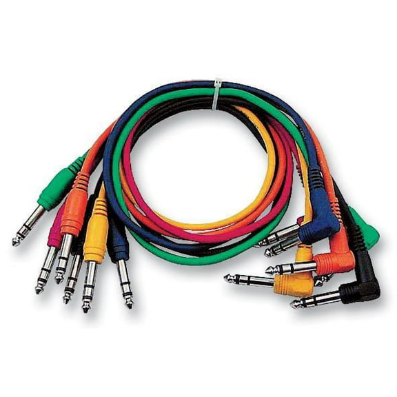 RARAION 6.35mm (1/4") Stereo Jack Plug to Right Angled Plug Leads, 60cm - 6 Pack