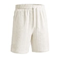 thumbnail image 5 of FINALGANG Mens Elastic Drawstring Jacquard Knit Label Patch Casual Shorts Summer Daily Loose Fit Soft Breathable Side Pocket Walking Bottoms For Men Beige XXL, 5 of 7