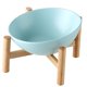 thumbnail image 2 of Cuenco para gatos inclinable de 45  degree, con soporte de madera, alimentador de alimentos, antideslizante, cuenco portátil de cerámica para mascotas de , Azul Yinane Cuenco para gatos, 2 of 5