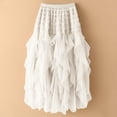 thumbnail image 2 of Miluxas Women's Tulle Long Skirt Elastic High Waist Layered Cake Skirt Solid Casual Party A-Line Mesh Skirt Beige, 2 of 5
