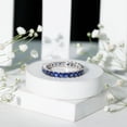 thumbnail image 2 of Rosec Jewels Lab Grown Blue Sapphire Eternity Ring - Princess Cut Sapphire Ring - AAAA Grade - Ready to Gift for Anniversary, 14K White Gold, US 5.00, 2 of 6