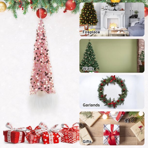 Adorno Navideño De Gnomo Sueco Tomte Escandinavo Santa Elfo Iluminado Lindo Hogar Decoración Rosa