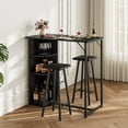 thumbnail image 3 of 3 Piece Bar Table Set with 2 Stools and 3 Storage Shelves, Counter Height Dining Table, Footrest for Kitchen, Dining Room, Apartment, Home Bar, 3 of 7