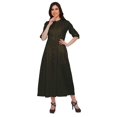 thumbnail image 2 of Moomaya Long Women Dress Solid Casual A-Line Front Slit Short Sleeve Kurta, 2 of 5