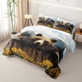 thumbnail image 3 of Erosebridal Rustic Wood Quilt King for Boys Men, Grizzly Bear Print King Coverlet Set, Brown, 3pcs, 3 of 7