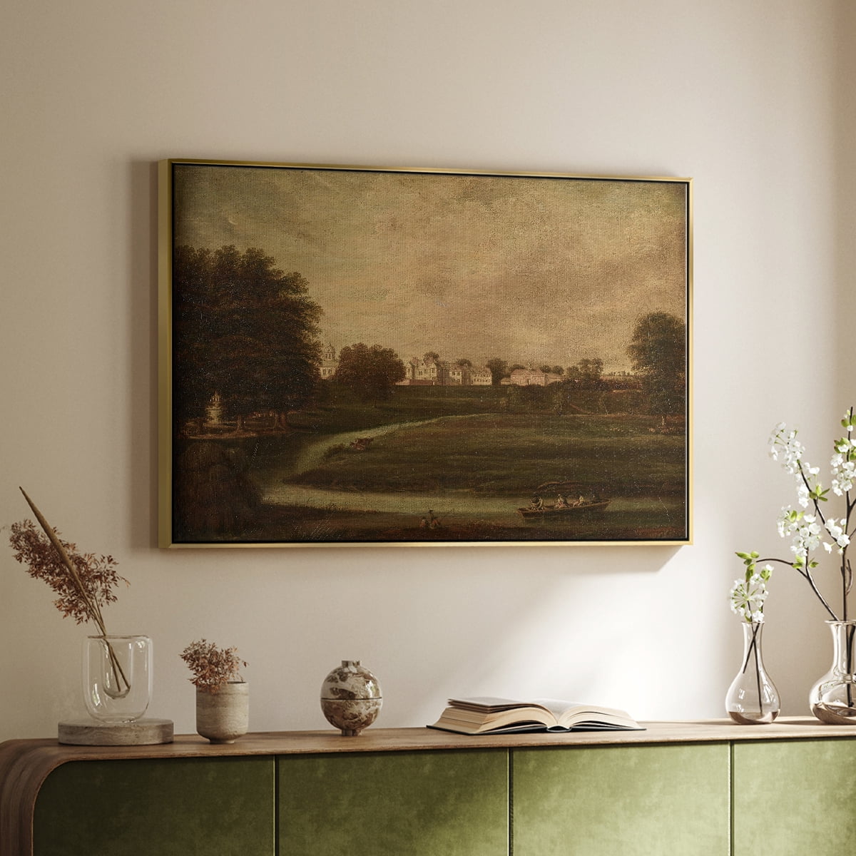 Vintage Landscape-CCCXX By Wexford Home Framed in Gold Wood Gallery Wrapped Canvas 27 in. x 41 in.