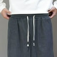 thumbnail image 3 of Plebaso Men's Corduroy Pants Drawstring Elastic Waist Casual Pants Loose Vintage Long Trousers for Men, 3 of 9