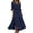 Navy, variant on ZZwxWA Womens Mid Sleeve Solid Dress V Neck High Elastic Casual Split Dresses Ankle Length Split Waist Cinching Sundress Evening Cocktail Party