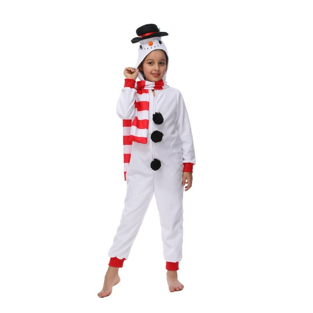 Disfraz de muñeco de nieve Wizland para niños, forro polar de invierno, talla L 10-12