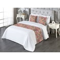thumbnail image 3 of Abstract Floral Bed Runner Set, Grunge Flowers Boho Pattern on Earth Colors Watercolor Backdrop, Decorative Bedding Scarf & 2 Pillow Shams for Hotels Homes, King, Warm Taupe Pastel Pink, by Ambesonne, 3 of 3