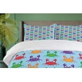 thumbnail image 4 of Ambesonne Cartoon Duvet Cover Sets, Crabs on Blue Backdrop, 2-King, Multicolor, 4 of 7
