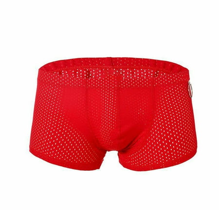 HUPOM Cotton Underwear For Women Womens Silk Underwear Medium waist Comfort Waist Solid Boxer Briefs Red 2XL