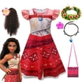 thumbnail image 2 of Moana New Dress Girls Princess Clothes Kids Dress Up Vaiana Necklace Pig Chick Children Carnival Party Summer Costume Set 2-10Y, 2 of 5