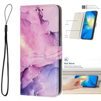 Nalacover Marble Pattern Wallet Case for Motorola Moto G Stylus 5G 2023 with Credit Card Slots Holder Kickstand Cover, Shokcproof Premium PU Leather Silicone Magnetic Clasp Flip Case, Purple