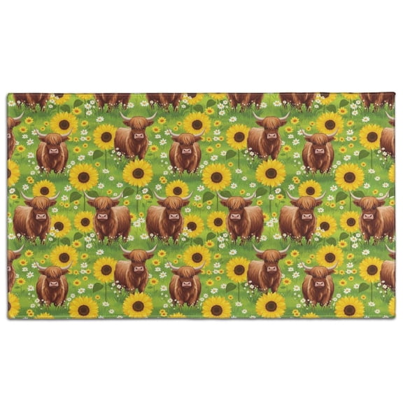 Highland Cow Sunflower Field Pattern Door Rugs,Washable Non Slip Door Mats Indoor,Decorative Door Mats,Entry Mat Indoor for Entrance,Bedroom,Kitchen,Bathroom,17"x30"