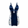 thumbnail image 5 of Women Nightgown Sleepwear Lace Chemise V-neck Lounge Dress Navy M, 5 of 6