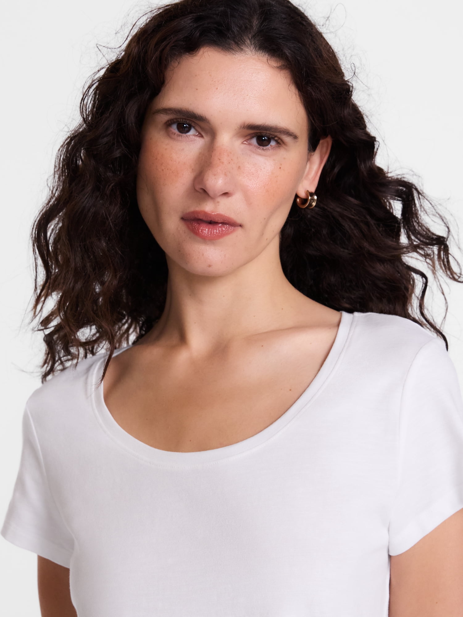 Scenario Women's Scoop Neck Tee with Cap Sleeves, Sizes XS-XXXL